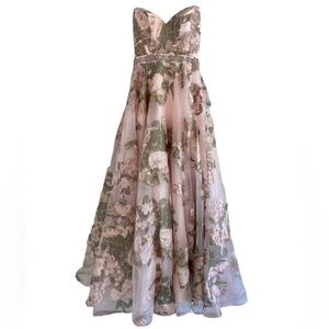 Gianni Bini Strapless Floral Puffy Cinderella Ballgown Dress Junior Size 7